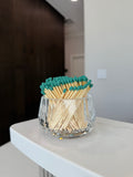 Crystal Match Stick Holder With Matches - Green