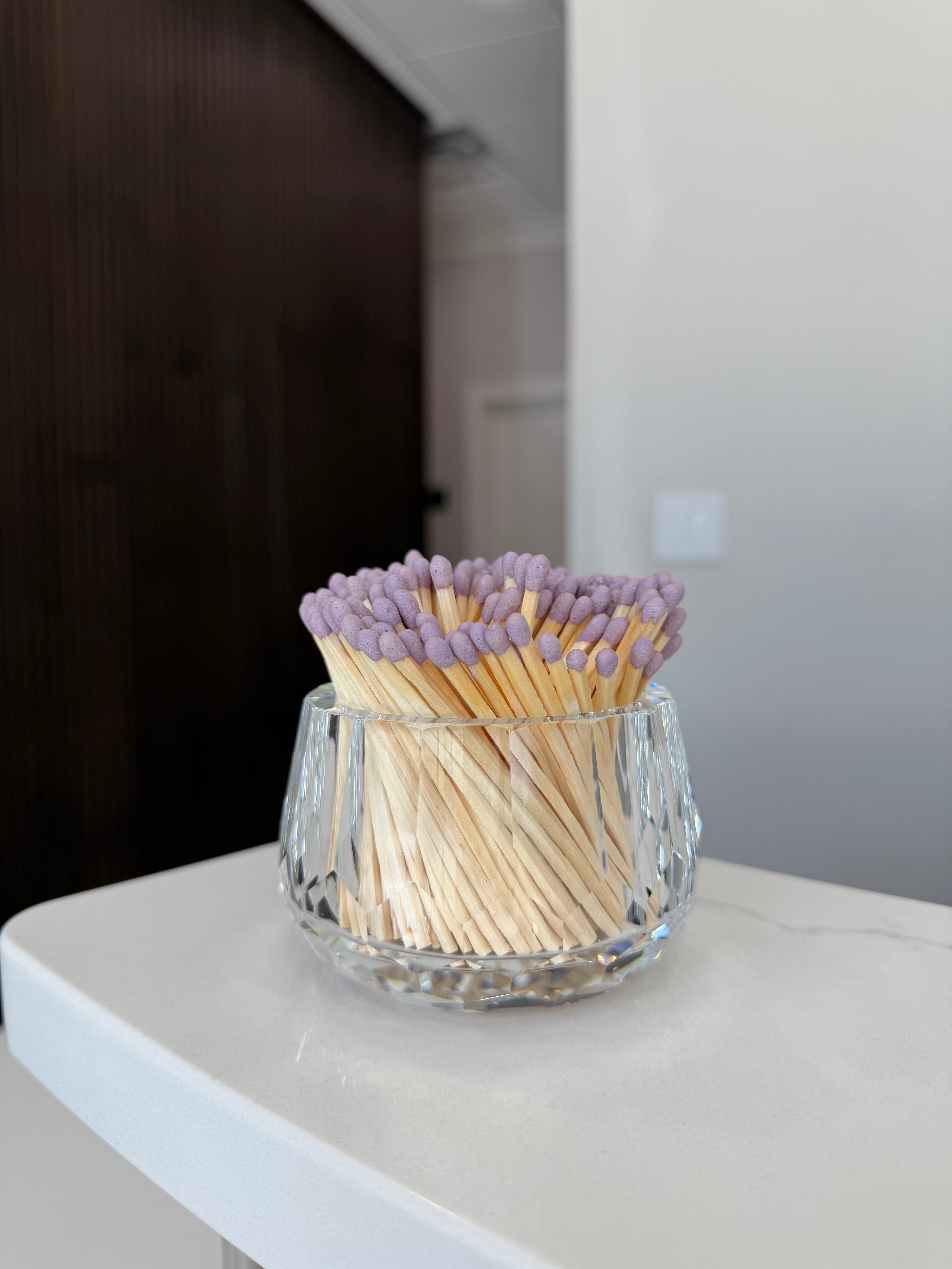 Crystal Match Stick Holder With Matches - Purple