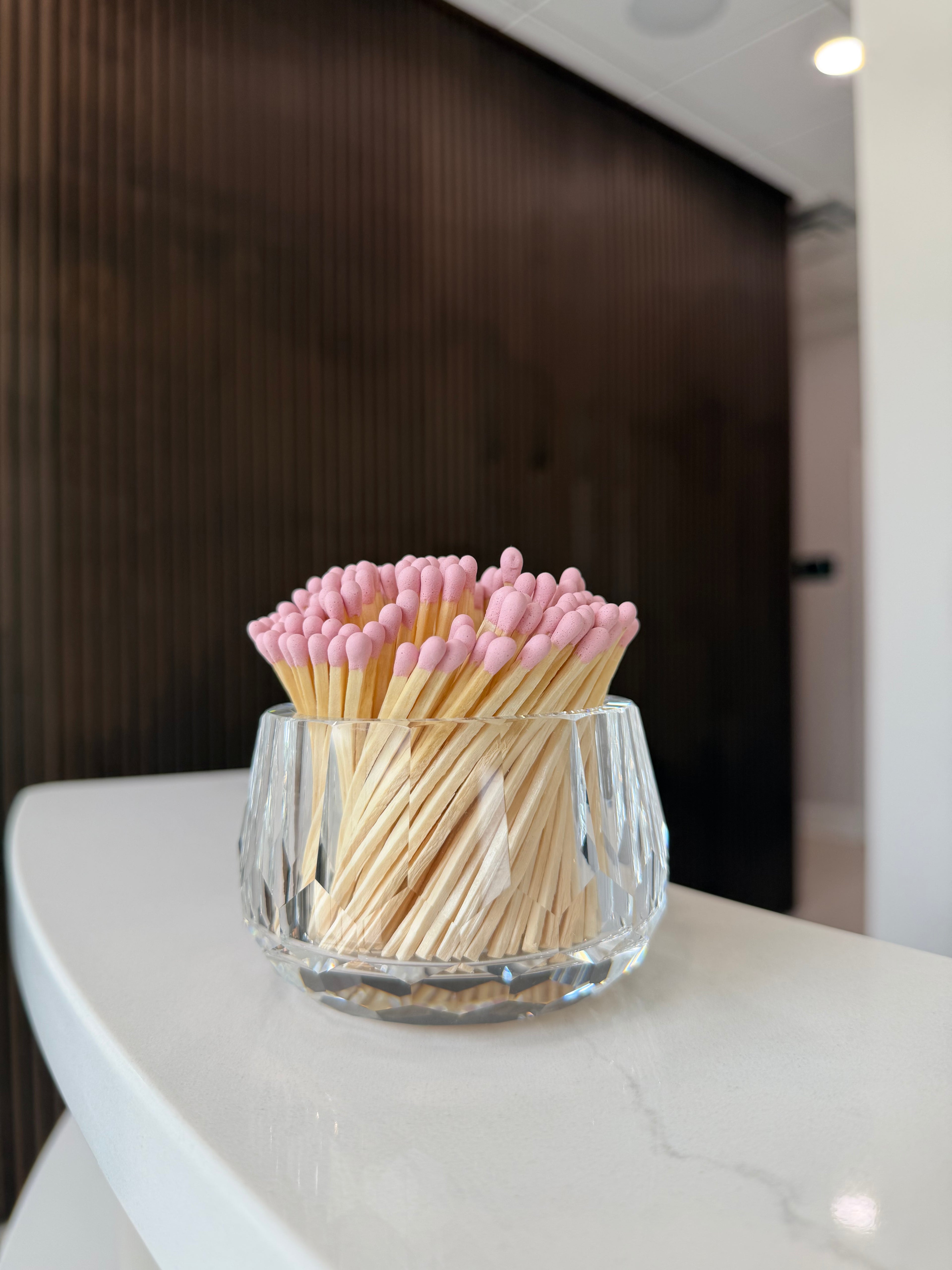 Crystal Match Stick Holder With Matches - Pink