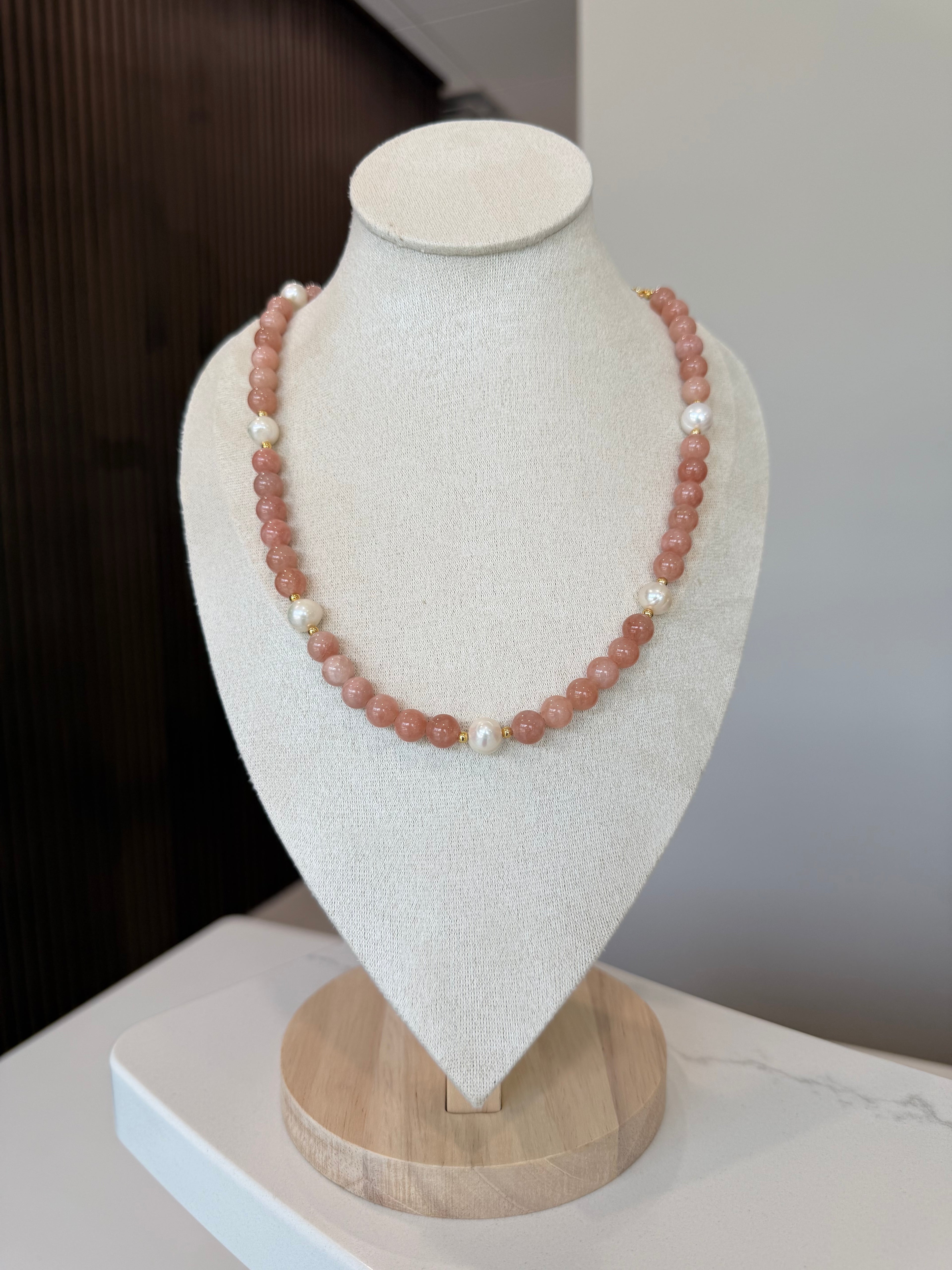 Petrified Wood & Freshwater Pearls Necklace